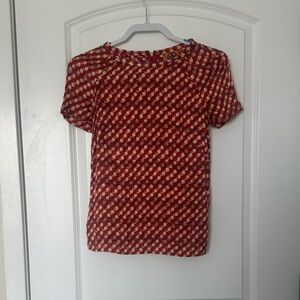 Tory Burch Red and Cream Polka Dot Short Sleeve Top